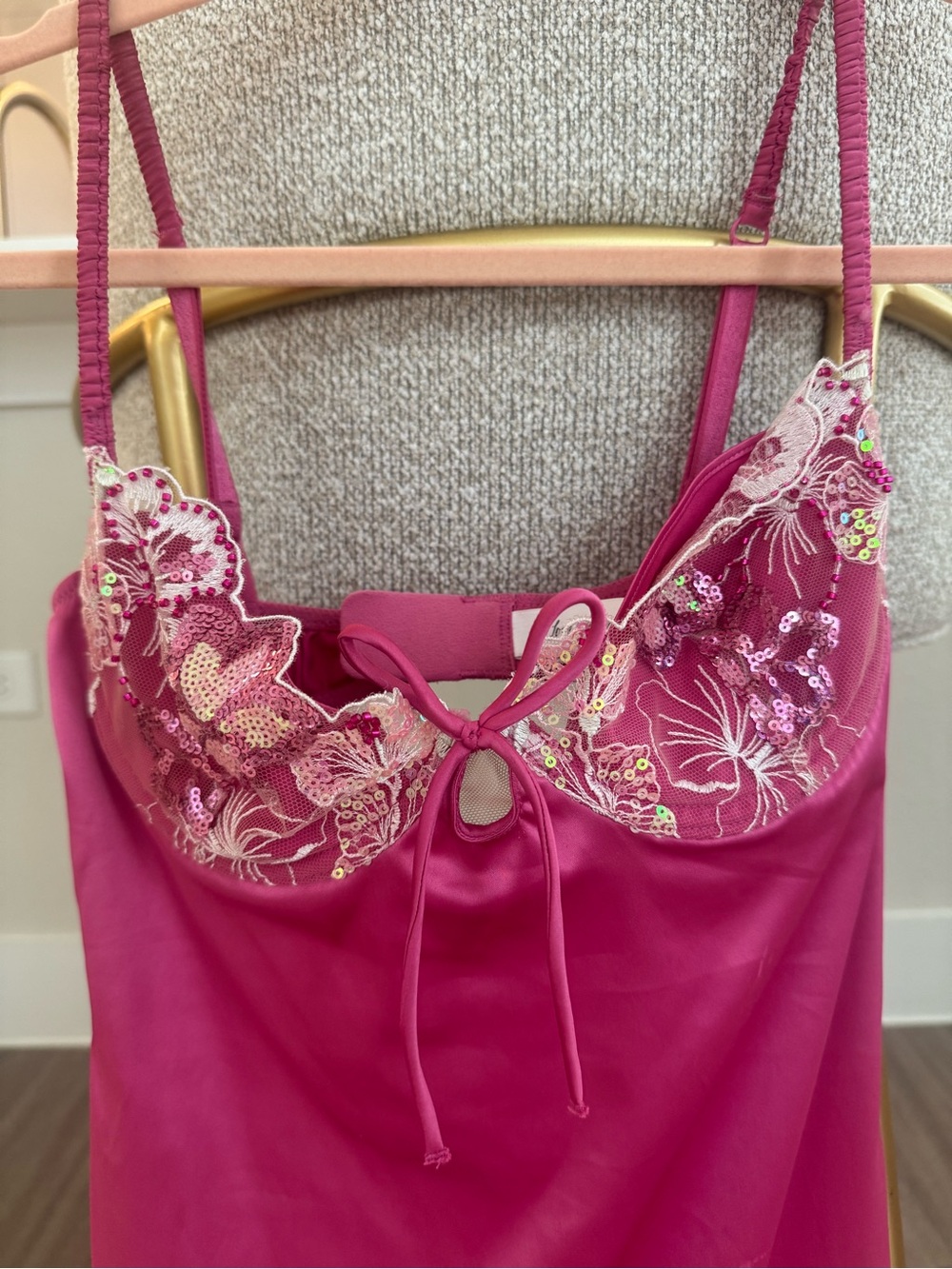 For Love and Lemons Pink Satin Lace Mini Slip - Picture 5 of 7